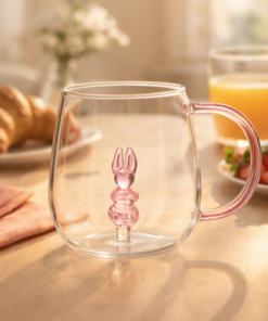 Caneca de Vidro Borossilicato 350ml Coelho 3D