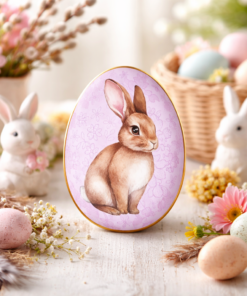 Ovo de Páscoa Decorativo em Metal Coelhinho Mini