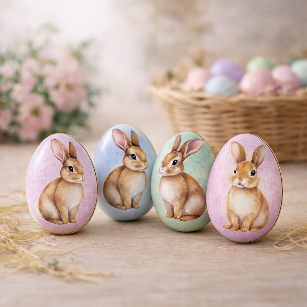 Ovo de Páscoa Decorativo em Metal Coelhinho Mini