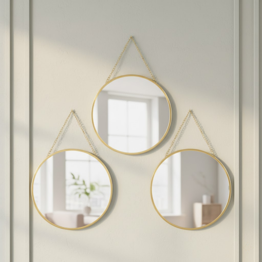 Espelho Redondo Decorativo para Parede 22cm 3 Peças