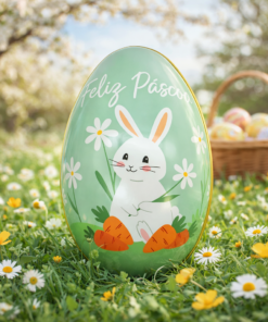 Ovo de Páscoa Metal Decorativo Coelho para Enfeite