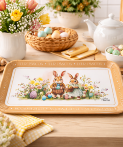 Bandeja Feliz Páscoa Melamina Resistente