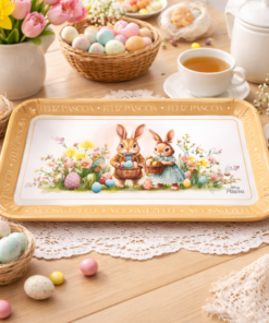 Bandeja Feliz Páscoa Melamina Resistente