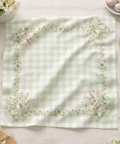 Guardanapo Decorativo de Páscoa Xadrez com Coelho