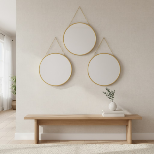 Espelho Redondo Decorativo para Parede 22cm 3 Peças