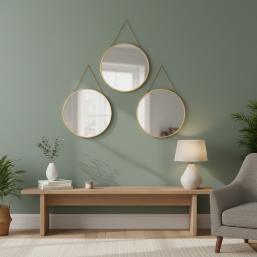 Espelho Redondo Decorativo para Parede 22cm 3 Peças