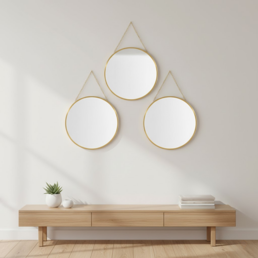 Espelho Redondo Decorativo para Parede 22cm 3 Peças