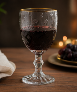 Jogo 6 Taças de Água 320ml Vidro Filete Dourado Petit