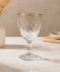 Jogo 6 Taças de Água 320ml Vidro Filete Dourado Petit