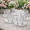 Jogo Xícara Café 80ml Vidro Fleur com Pires Elegante