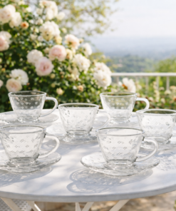 Xícaras Café Vidro 80ml Petit com Pires Elegante