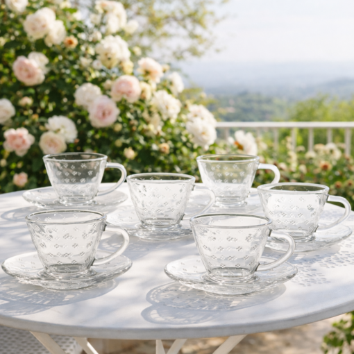 Xícaras Café Vidro 160ml Petit com Pires Elegante