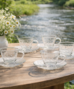 Xícaras Café Vidro 80ml Petit com Pires Elegante