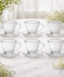 Xícaras Café Vidro 80ml Petit com Pires Elegante