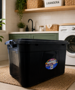 Caixa Organizadora Multiuso Plástica 56 Litros Com Tampa