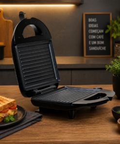 Grill e Sanduicheira Elétrica Preta 220V Util
