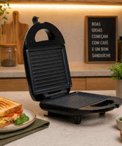 Grill e Sanduicheira Elétrica Preta 220V Util