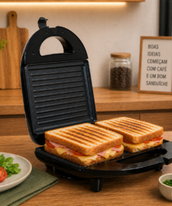 Grill e Sanduicheira Elétrica Preta 220V Util