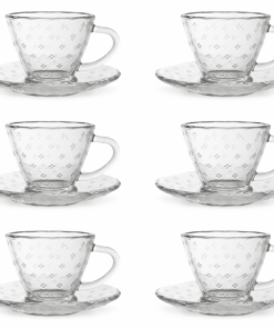 Xícaras Café Vidro 80ml Petit com Pires Elegante