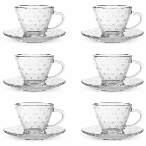 Xícaras Café Vidro 80ml Petit com Pires Elegante