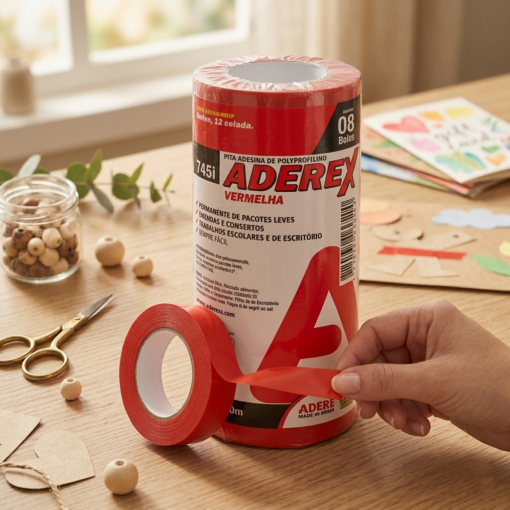 Fita Adesiva Colorida Aderex Vermelha Adere