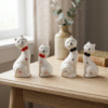 Kit 2 Estatuetas de Cerâmica Gato 5x12.5 cm MK Estrela