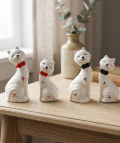 kit estatuetas gato cerâmica MK Estrela