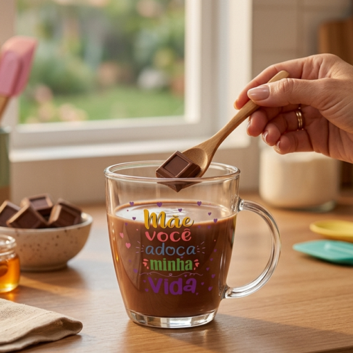 Caneca de Vidro com Estampa XHome