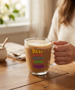 caneca de vidro com estampa XHome