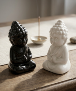 estatueta decorativa branca minimalista