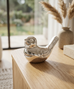 passarinho decorativo metalizado cerâmica