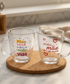 caneca de vidro com estampa XHome