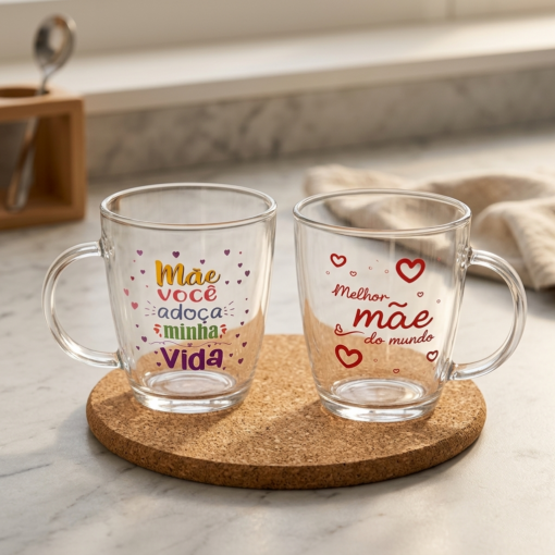 Caneca de Vidro com Estampa XHome