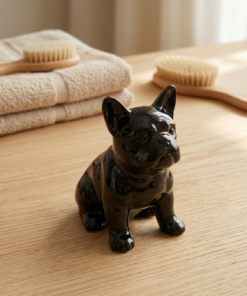 estatueta de cachorro cerâmica 13.5x11.8cm