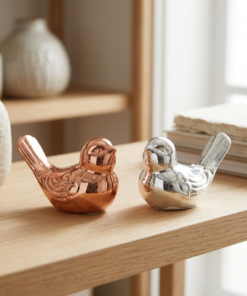 passarinho decorativo metalizado cerâmica