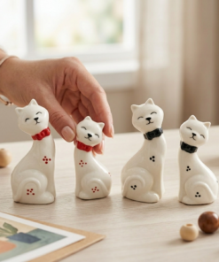 kit estatuetas gato cerâmica MK Estrela