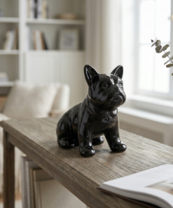 estatueta de cachorro cerâmica 13.5x11.8cm