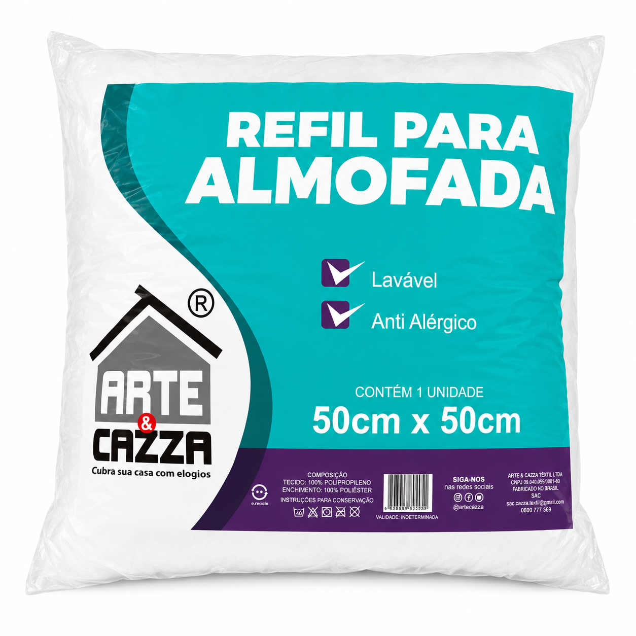 Enchimento Almofada Fibra Silicone 45x45 Cm Macio