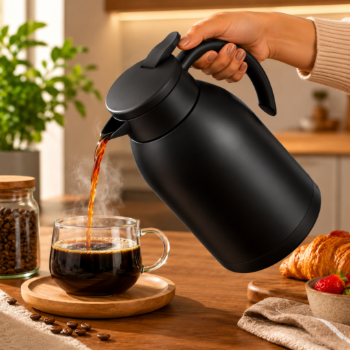 Garrafa Térmica Preta 1 Litro Conserva Quente e Frio