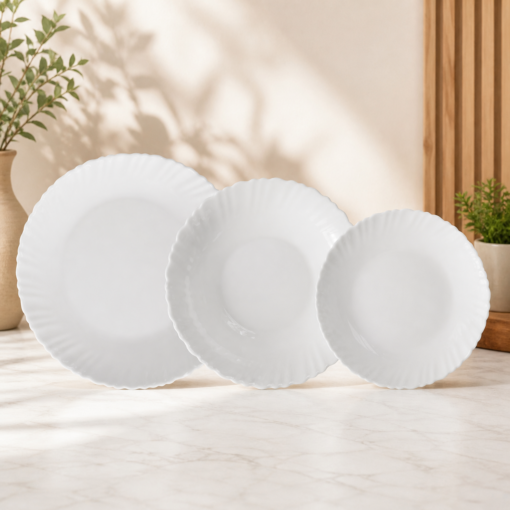 Aparelho de Jantar Vidro Branco 12 Peças White Bela