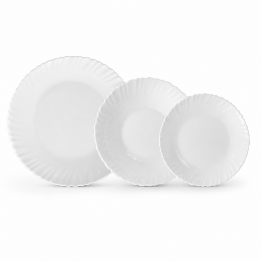 Aparelho de Jantar Vidro Branco 12 Peças White Bela