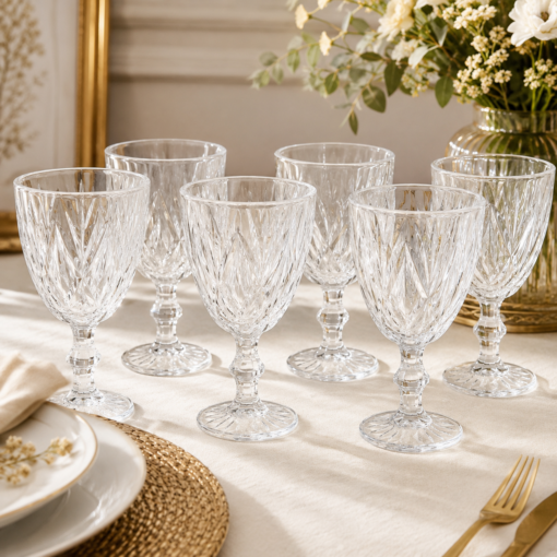 Taça de Vidro Diamante Transparente 340ml Max Home
