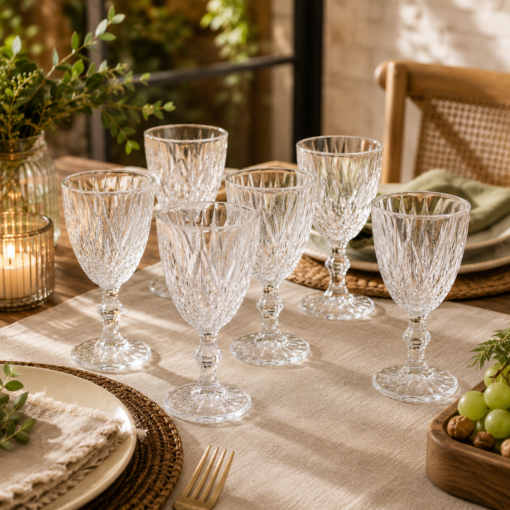 Taça de Vidro Diamante Transparente 340ml Max Home