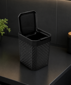 lixeira rattan preta