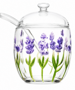 Açucareiro Cristal Lavanda com Tampa e Colher