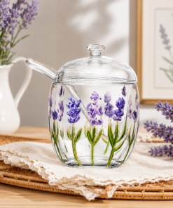 Açucareiro Cristal Lavanda com Tampa e Colher