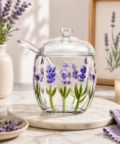 Açucareiro Cristal Lavanda com Tampa e Colher