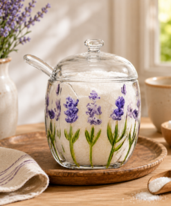 Açucareiro Cristal Lavanda com Tampa e Colher
