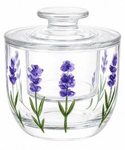 Manteigueira Francesa Lavanda Cristal Hand Painting