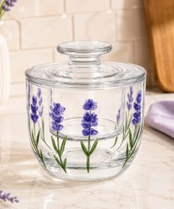 Manteigueira Francesa Lavanda Cristal Hand Painting